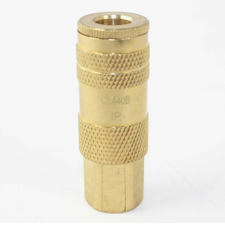 Interstate Pneumatics 1/4 Inch Lincoln Series Brass Coupler x 1/4 Inch Female NPT, PK 6 CL440B-D6